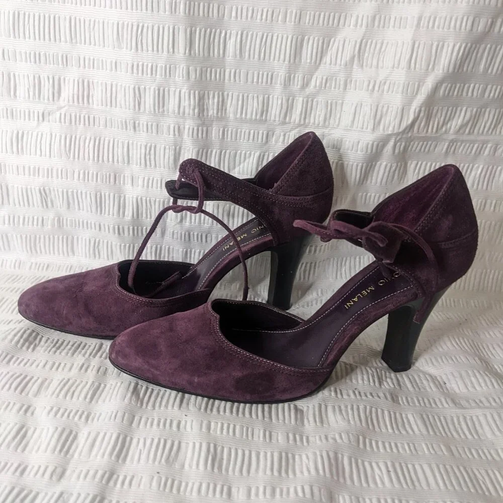 ANTONIO MELANI Purple Suede Heels w/ ankle ties